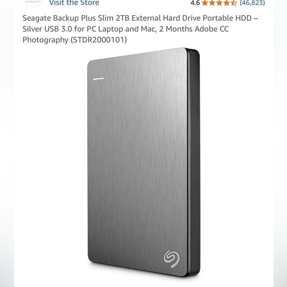 Seagate Backup Plus Slim 2TB External Hard Drive Portable HDD – Silver USB 3.0 - Picture 1 of 4